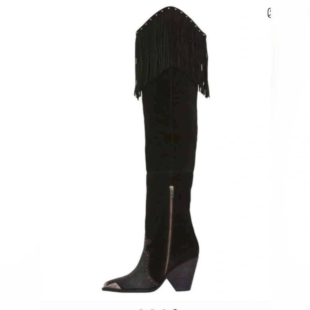 Spell evie Over-the-Knee suede and leather Fringe Boots